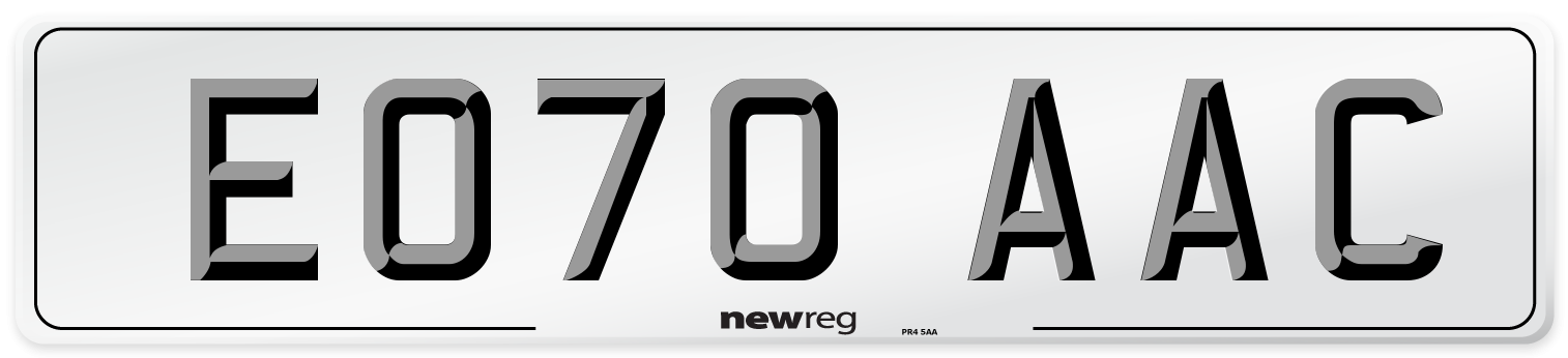 EO70 AAC Number Plate from New Reg
